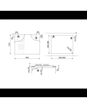 Pliidiplaat smeg classic, 2 x gaas, 2 x induktsioon, flexi tsoon, 65 cm, must, lõigatud serv-foto3
