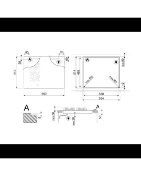 Pliidiplaat smeg classic, 2 x gaas, 2 x induktsioon, flexi tsoon, 65 cm, must, lõigatud serv-foto4