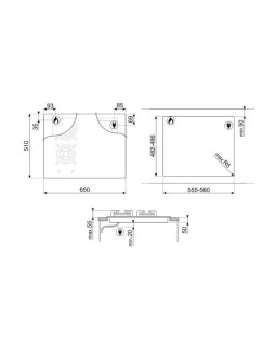 Pliidiplaat smeg, dolce stil novo, 2 x gaas, 2 x induktsioon, multi tsoon, 65 cm, must/vask, lõigatud serv-foto2