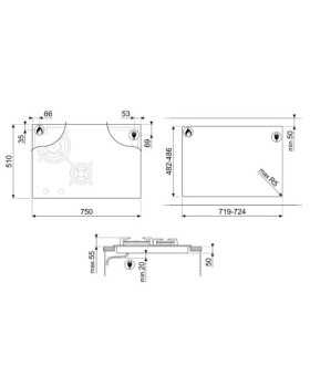 Pliidiplaat smeg, dolce stil novo, 2 x gaas, 2 x induktsioon, flexi tsoon, 75 cm, must/vask, lõigatud serv-foto3