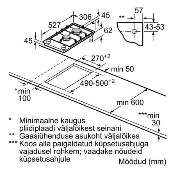 Pliidiplaat bosch, 2 x gaas, 30 cm, must