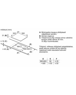 Pliidiplaat bosch, 3 x induktsioon, 60 cm, must, lõigatud serv-foto2