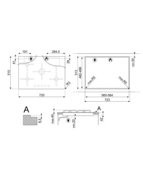 Pliidiplaat smeg selezione, 5 x gaas, 72 cm, must-foto5