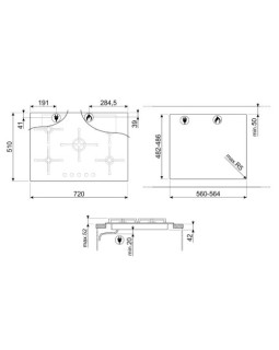 Pliidiplaat smeg selezione, 5 x gaas, 72 cm, must-foto6