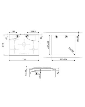 Pliidiplaat smeg selezione, 5 x gaas, 72 cm, must-foto6