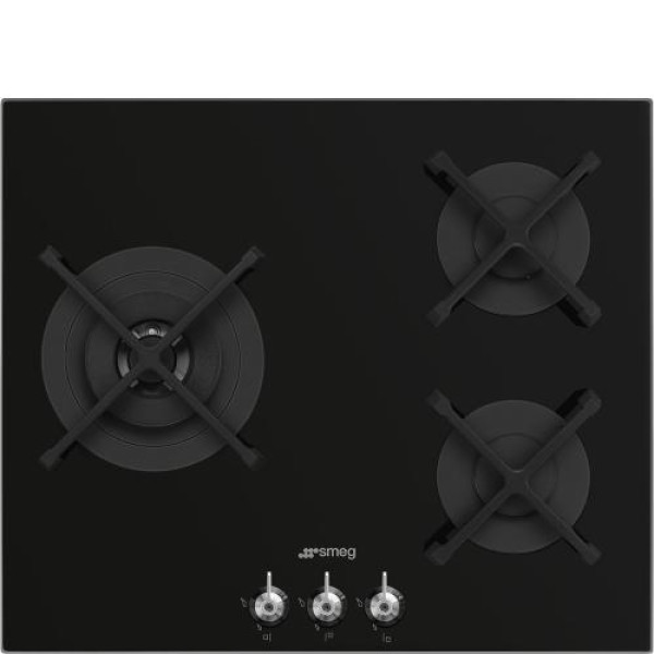 Pliidiplaat smeg classica, 3 x gaas, 60 cm, must, faasitud serv