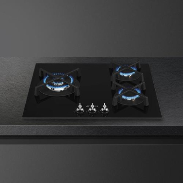 Pliidiplaat smeg classica, 3 x gaas, 60 cm, must, faasitud serv