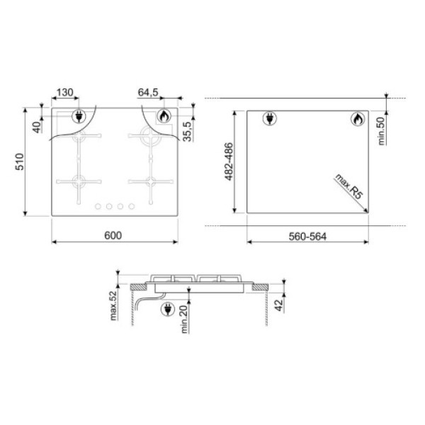 Pliidiplaat smeg classic, 4 x gaas, 60 cm, must Kodumasinad