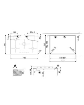 Pliidiplaat smeg classic, 5 x gaas, 72 cm, must-foto5