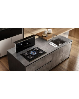 Pliidiplaat smeg dolce stil novo, 5 x gaas, 75 cm, lõigatud serv, must klaas/vask-foto2