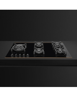 Pliidiplaat smeg dolce stil novo, 5 x gaas, 90 cm, lõigatud serv, must klaas/vask-foto2