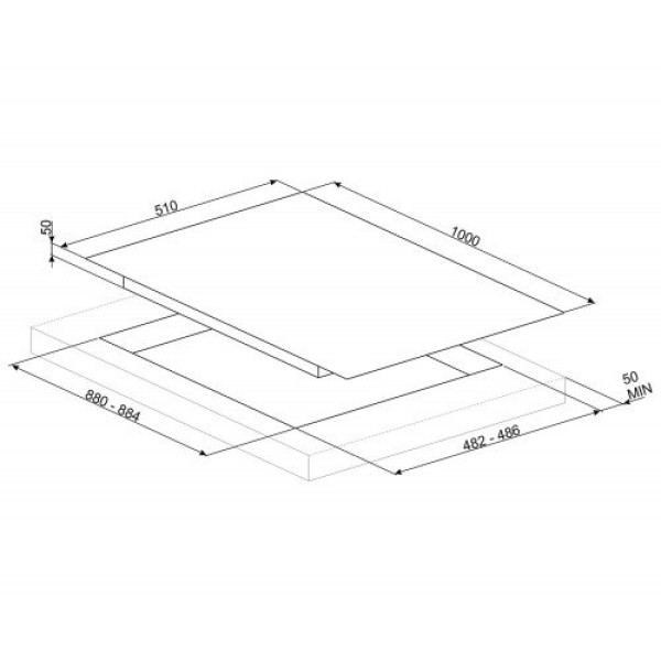 Pliidiplaat smeg dolce stil novo, 6 x gaas, 100 cm, must klaas Kodumasinad