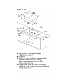 Õhupuhastiga pliidiplaat bosch, 4 x induktsioon, 60 cm, 595 m3/h, 69 db, lõigatud serv, must-foto5