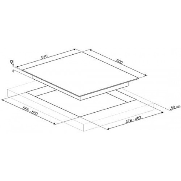 Pliidiplaat smeg classica, 4 x gaas, 60 cm, rv teras Kodumasinad