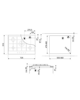 Pliidiplaat smeg classic, 5 x gaas, 72,5 cm, matt must-foto2