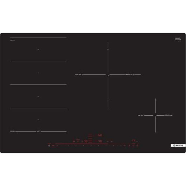 Pliidiplaat bosch, 4 x induktsioon, 80 cm, must, lõigatud serv