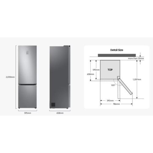 Külmik samsung, 203 cm, 276/114 l, 35 db, puutetundlik juhtimine, nofrost, must