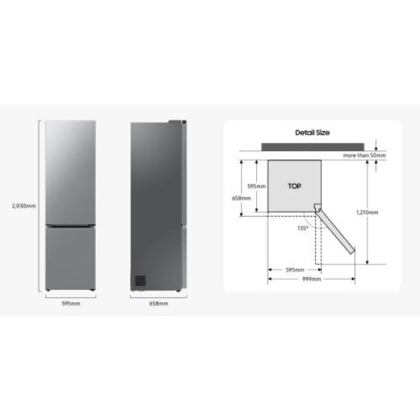 Külmik samsung, 203 cm, 273/114 l, 29 db, no frost elektrooniline juhtimine, hõbedane