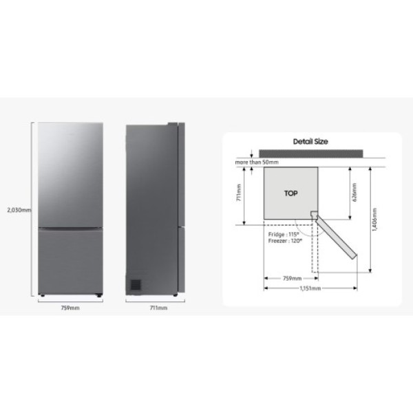 Külmik samsung, 203 cm, 370/168 l, 35 db, elektrooniline juhtimine, nofrost, must Kodumasinad