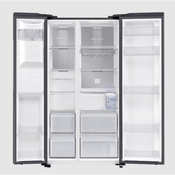 Külmik side-by-side samsung, 178 cm, 417/218 l, 37 db, elektrooniline juhtimine, nofrost, must Kodumasinad