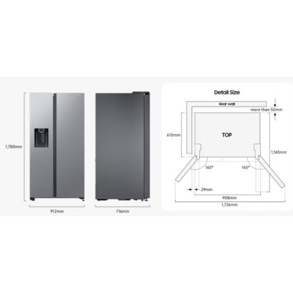 Külmik side-by-side samsung, 178 cm, 417/218 l, 37 db, elektrooniline juhtimine, nofrost, must Kodumasinad