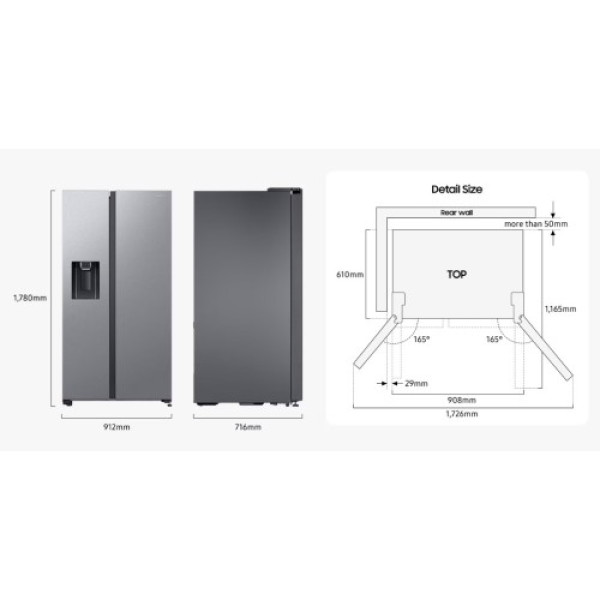 Külmik side-by-side samsung, 178 cm, 417/218 l, 37 db, elektrooniline juhtimine, nofrost, must Kodumasinad