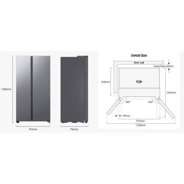 Külmik side-by-side samsung, 178 cm, 417/218 l, 36 db, elektrooniline juhtimine, nofrost, must