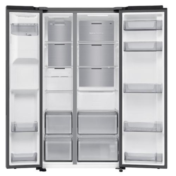 Külmik side-by-side samsung, 178 cm, 420/220 l, 36 db, elektrooniline juhtimine, nofrost, hõbedane