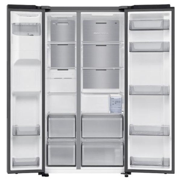 Külmik side-by-side samsung, 178 cm, 420/220 l, 36 db, elektrooniline juhtimine, nofrost, hõbedane