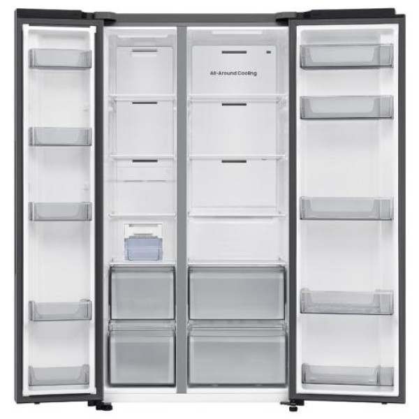 Külmik side-by-side samsung, 178 cm, 420/239 l, 36 db, elektrooniline juhtimine, nofrost, hõbedane