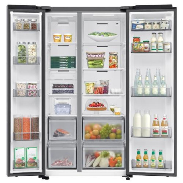 Külmik side-by-side samsung, 178 cm, 420/239 l, 36 db, elektrooniline juhtimine, nofrost, hõbedane