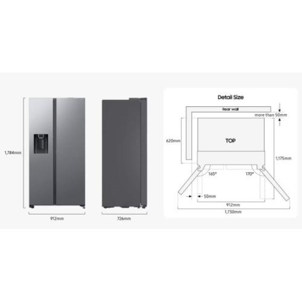 Külmik side-by-side samsung, 178 cm, 420/220 l, 36 db, elektrooniline juhtimine, nofrost, must