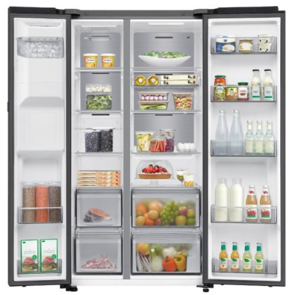 Külmik side-by-side samsung, 178 cm, 401/220 l, 36 db, elektrooniline juhtimine, nofrost, matt must