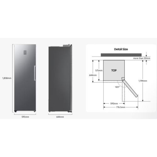 Sügavkülmik samsung, 186 cm, 323 l, 36 db, elektrooniline juhtimine, rv-teras
