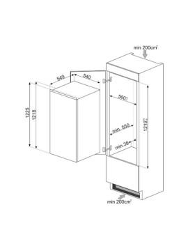 Külmik smeg, integreeritav, 122 cm, 174/14 l, 35 db, elektrooniline juhtimine, valge-foto2