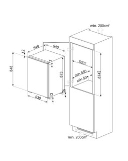 Sügavkülmik smeg, integreeritav, 88 cm, 98 l, 34 db, valge-foto2