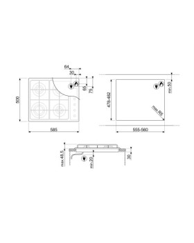 Pliidiplaat smeg selection, 4 x gaas, 60 cm, valge-foto2