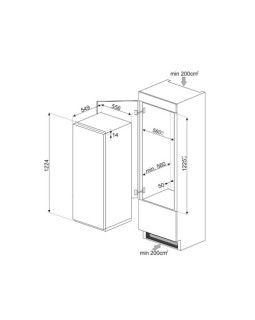 Külmik smeg, integreeritav, 122 cm, 167/14 l, 35 db, puutetundlik-foto2