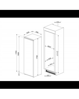 Sügavkülmik smeg, integreeritav, 178 cm, 204 l, 39 db, puutetundlik, nofrost, valge-foto2