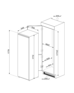 Jahekapp smeg, integreeritav, 177 cm, 311 l, 34 db, puutetundlik-foto2