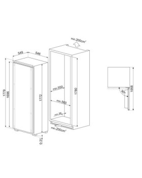 Külmik smeg, integreeritav, 178 cm, 264/22 l, 32 db, elektrooniline juhtimine-foto2