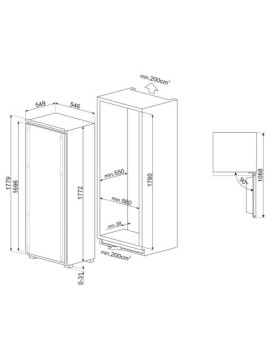 Jahekapp smeg, integreeritav, 177 cm, 310 l, 32 db, puutetundlik-foto5