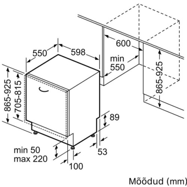 Nõudepesumasin bosch, integreeritav, 60 cm, 46 db Kodumasinad