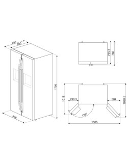 Külmik smeg, side-by-side, 179 cm, 386/212 l, 38 db, puutetundlik, nofrost, rv teras-foto3