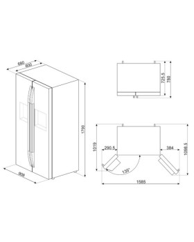 Külmik smeg, side-by-side, 179 cm, 386/212 l, 38 db, puutetundlik, nofrost, rv teras-foto3