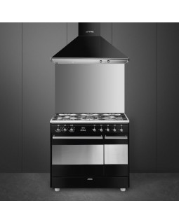 Gaasipliit smeg classic, 5 x gaas, 2 x elektriahi, aurupuhastus, 90 cm, must-foto2