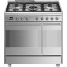 Gaasipliit smeg classic, 5 x gaas, 2 x elektriahi, pürolüüs, 90 cm, rv-teras
