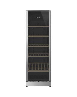 Veinikülmik smeg classic, 185 cm, 39 db, elektrooniline juhtimine, vasak, klaasuks, rv teras/must