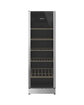 Veinikülmik smeg classic, 185 cm, 39 db, elektrooniline juhtimine, vasak, klaasuks, rv teras/must