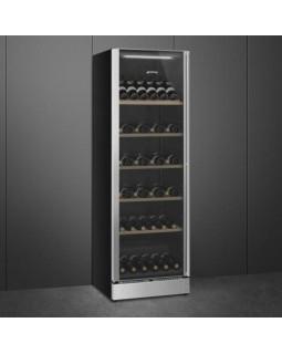 Veinikülmik smeg classic, 185 cm, 39 db, elektrooniline juhtimine, vasak, klaasuks, rv teras/must-foto2